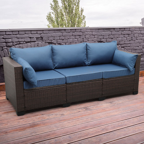 Latitude Run® Ailina 79'' Wide Outdoor Wicker Patio Sofa with Antislip